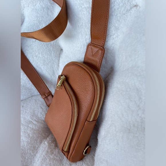 Small Sling Bag Fanny Packs Crossbody Bags Leather Brown - Picture 5 of 14